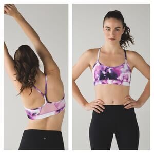 Lululemon Flow Y Sports Bra IV Size 4 Blooming Pixie Multi Vintage Pink